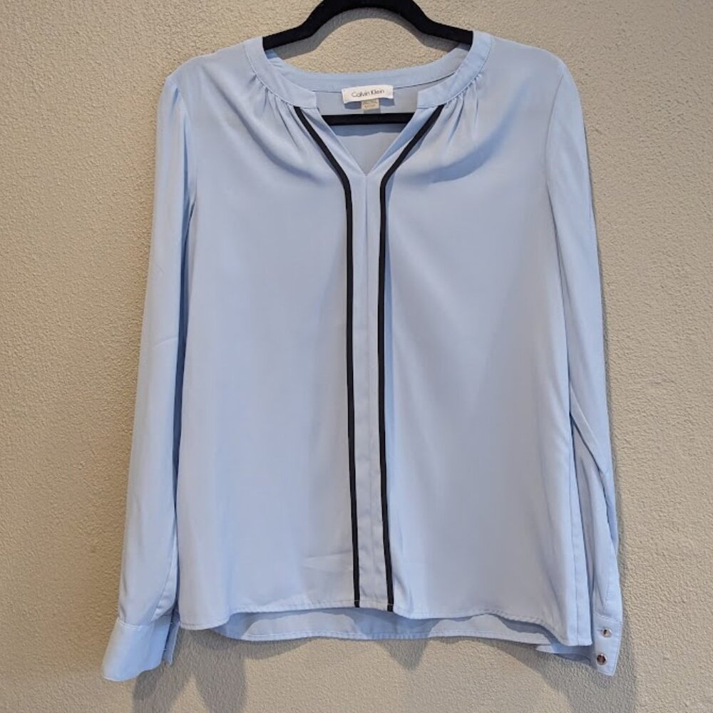 Calvin Klein Women's * Long Sleeve V-Neck Blouse * Size Small - Picture 2 of 7